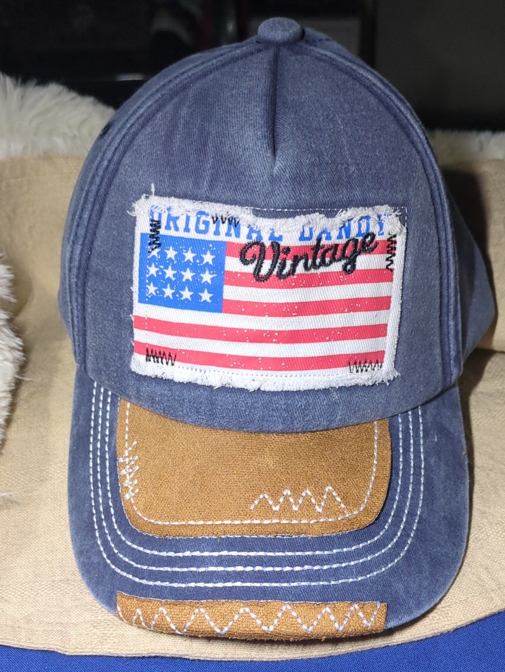 Navy Blue Cotton Baseball Cap - 100% Cotton With Vintage logo NOW ONLY $20